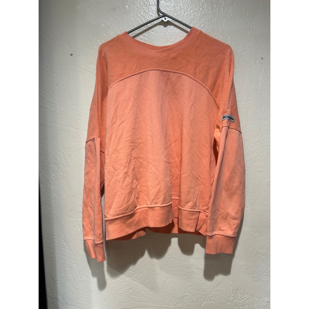 Columbia Womens XL Peach Coral Textured Mixed Media Crewneck Sweatshirt